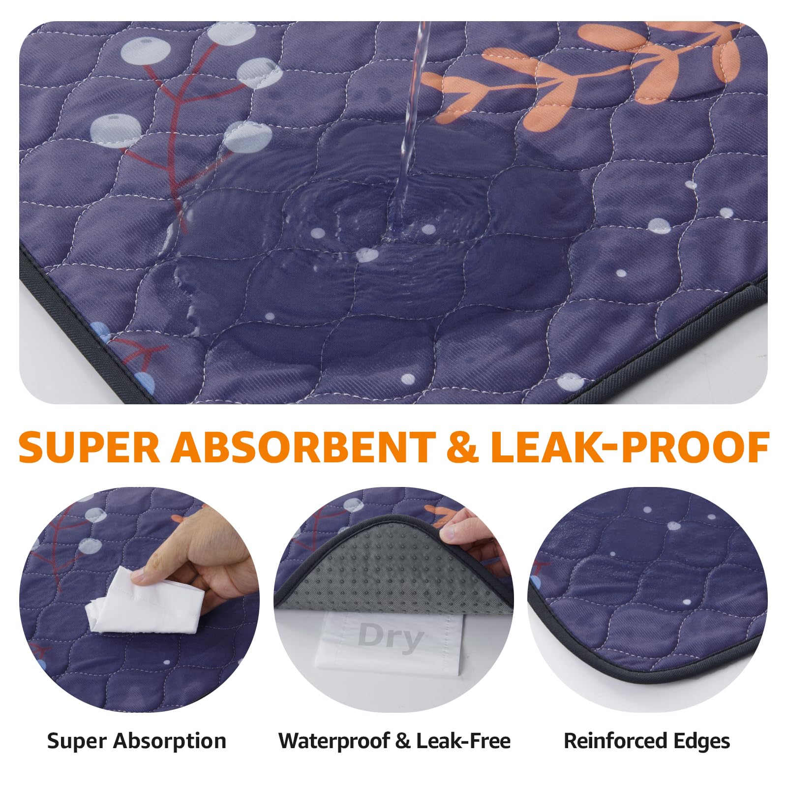 Loobani Pee Pads For Dogs Washable: Large Reusable Puppy Training Pads 36'' X 48'', 2 Pack Absorbent Dog Pee Pads Non-Slip, Wate